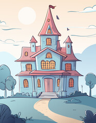 Fairytale Fantasy Mansion with Warm Lights and a Mystical Atmosphere