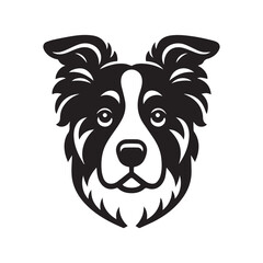 Black dog head silhouette on white background, dog head vector