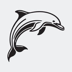 Minimalist Dolphin Head Silhouette Vector Illustration