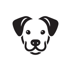 Black dog head silhouette on white background, dog head vector