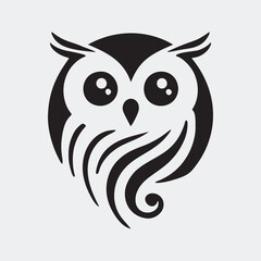 Minimalist Owl Head Silhouette Vector Illustration