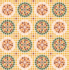 Mosaic floor or wall sunny circle pattern seamless vector