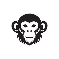 monkey head silhouette vector
