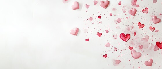 Obraz premium Soft white with tiny pastel pink hearts Valentine's day Background