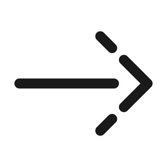 Arrow with white spaces pointing symbol line icon