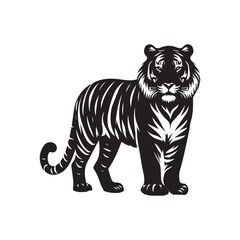 Hand drawn tiger silhouette vector
