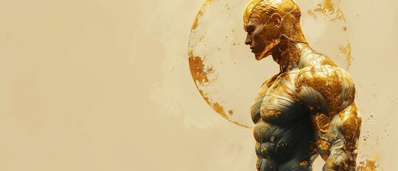 sculpture of a muscular golden man