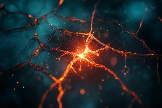 an abstract representation of neurons and neural connections in the brain.