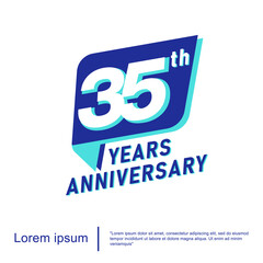 35th years anniversary celebration emblem. anniversary logo isolated with blue ribbon on white background. vector illustration template design for web, flyers, poster, invitation or greeting card
