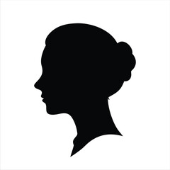 Girl Head Profile Silhouette Set Female Face Vector Illustration