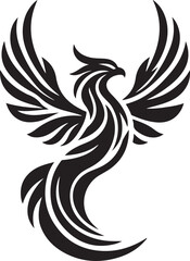 Fototapeta premium Black phoenix silhouette vector – fierce firebird symbol of transformation and renewal in mythology