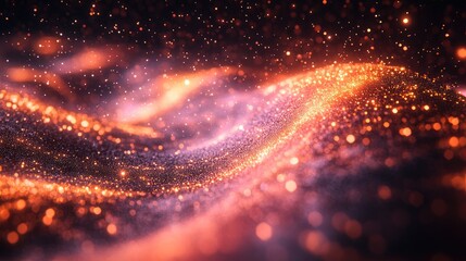 Fototapeta premium Abstract Orange and Red Glittering Wave Background
