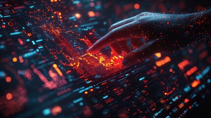 Obraz premium Digital Hand Interacting With Futuristic Interface