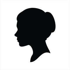 Girl Head Profile Silhouette Set Vector Illustration Bundle