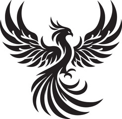 Obraz premium Rising phoenix silhouette vector – legendary firebird illustration for tattoos, logos, and branding
