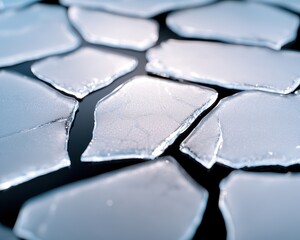 Fototapeta premium Close-up of cracked ice texture, highlighting the beauty of nature's frozen patterns.