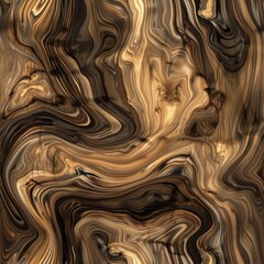 Fototapeta premium wooden grain pattern dark brown light gold swirling organic shapes seamless texture
