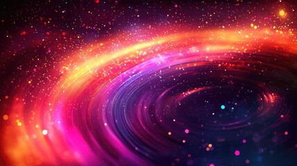 Obraz premium Abstract swirling cosmic nebula with vibrant colors and glittering particles