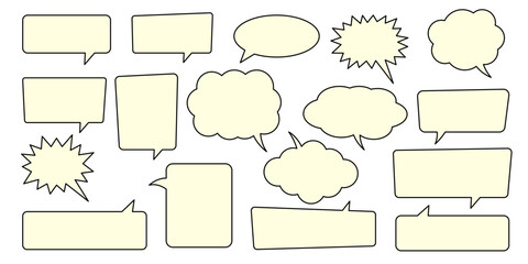 Obraz premium Chat bubble in yellow, speech bubble, message box set. Yellow background quotespeech bubble.