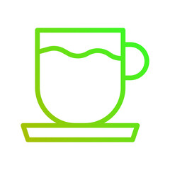 Stylized Green Tea Cup with Liquid on Saucer