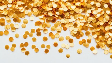 Golden Festive Confetti Scattered on Bright Surface