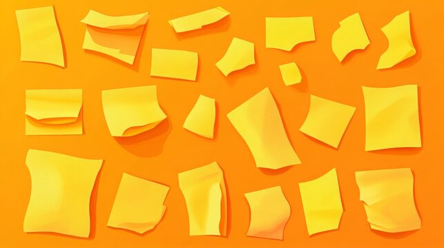 Yellow sticky notes in various styles. Multicolor post-it notes included. Vector illustration. 