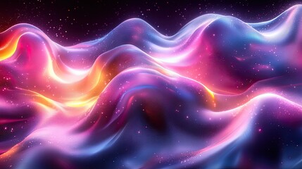 Obraz premium Abstract glowing waves of purple pink and orange hues