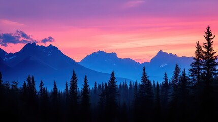 Obraz premium Majestic Mountains Under Colorful Sunset Skies