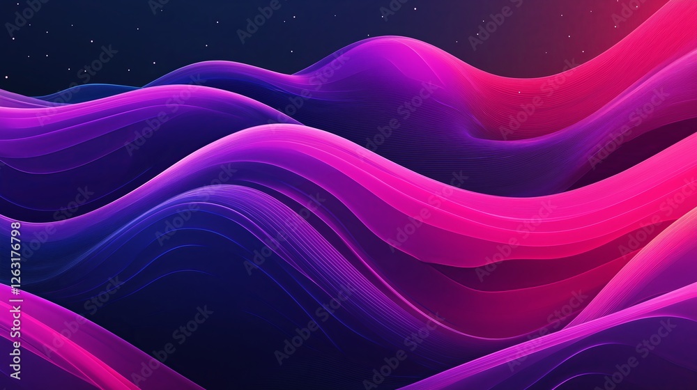 Poster a psychedelic fractal wave with fluid, ribbon-like energy flowing across the space