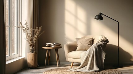 A cozy living room with natural light streaming through the window.