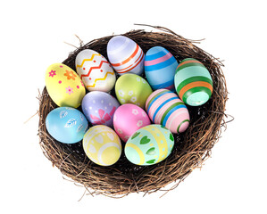 nest and easter eggs in studio