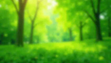 Obraz premium Vibrant green bokeh, soft focus, nature backdrop, photo, visual