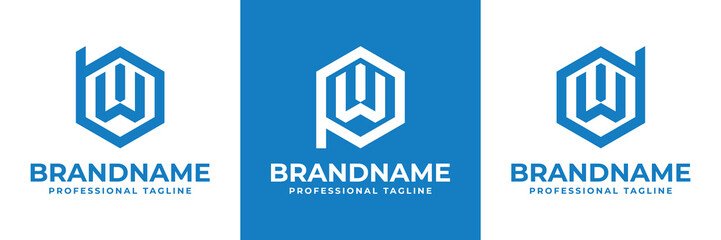 Letters BWI PWI DWI Hexagon Logo, for BWI BIW PWI PIW DWI DIW initials