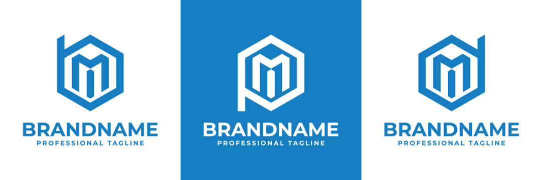 Letters BMI PMI DMI Hexagon Logo, for BMI BIM PMI PIM DMI DIM initials