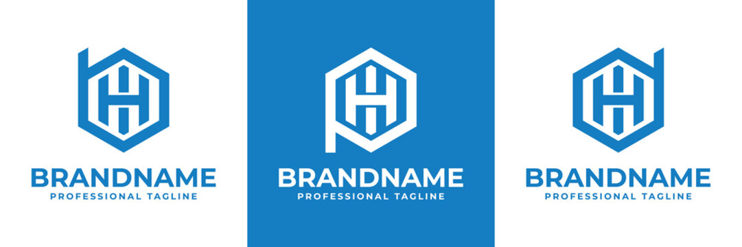 Letters BHI PHI DHI Hexagon Logo, for BHI BIH PHI PIH DHI DIH initials