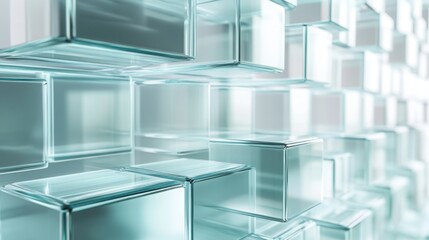 Obraz premium Frosted Glass 3D Graph Representing Financial Growth, Clean Modern Design with Soft Gradient Lighting