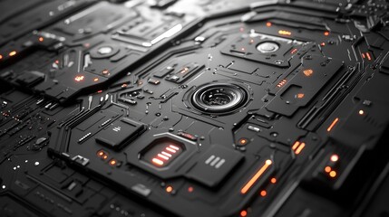 Fototapeta premium Futuristic Technology Panel With Glowing Components