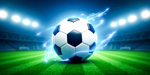 Obraz premium dynamic soccer ball on a stadium field