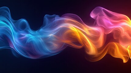 Obraz premium Abstract Colorful Waves Flowing Dynamically Across Dark Background