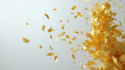 Golden Confetti and Stars on Bright White Surface