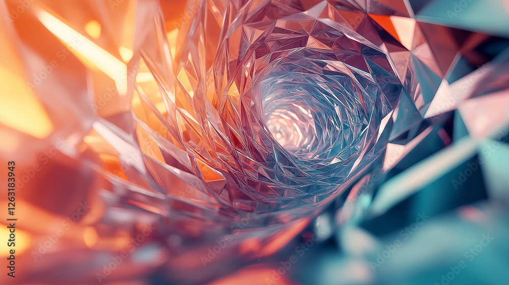 Poster A fractal vortex of shifting multicolored triangles