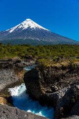 Osorno volcano from the Andes Mountains, Chile, seen from the Petrohue waterfalls © Octavian