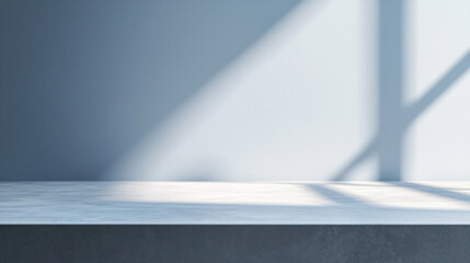 Minimalistic interior space with soft shadows and light on a concrete surface.
