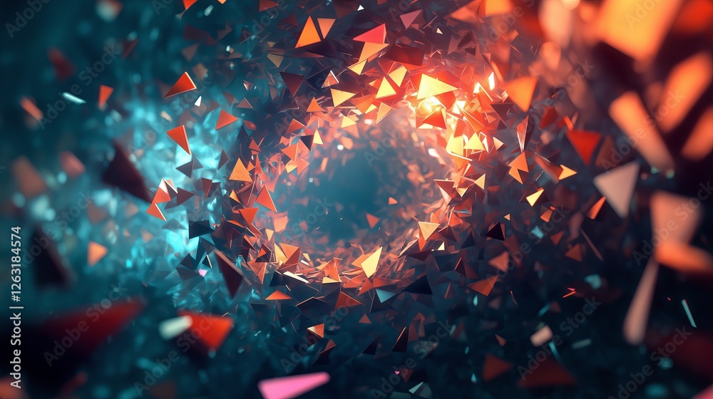 Poster A fractal vortex of shifting multicolored triangles