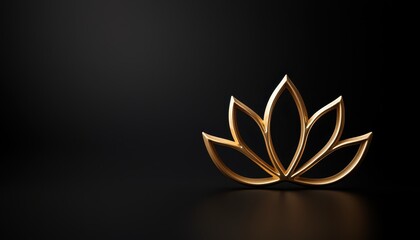 Elegant golden lotus flower on a dark background, symbolizing peace and tranquility.