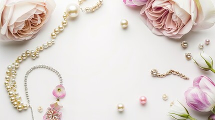 Women's Day: In the Background Embellished with Jewelry Accessories, Reflecting the Luxury and Elegance Radiance of Women