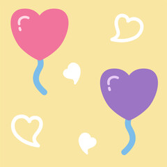 hand drawn colorful heart balloon pattern background design