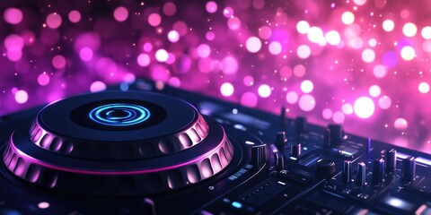 Abstract music theme with dj symbol and vibrant lights for party and event design