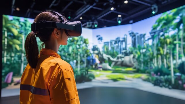 Technological advancements in plant operations displayed through augmented reality interfaces,