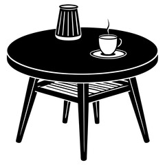 Coffee table silhouette vector illustration 